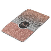 Stylish Girly Rose Gold Glitter Leopard Monogram iPad Air Cover (Side)