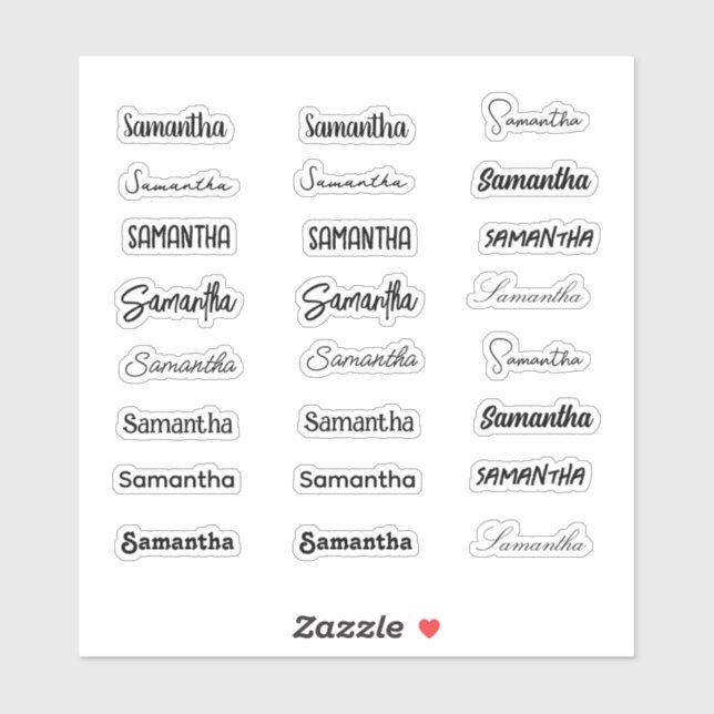 Stylish Girly Trendy First Name Set of 24 Fonts Sticker (Sheet)