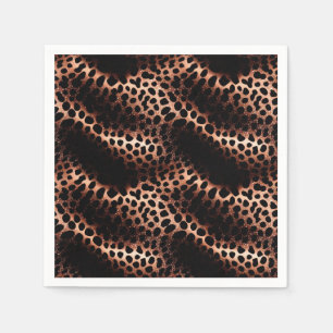Stylish Glam Rose Gold Black Leopard Napkins