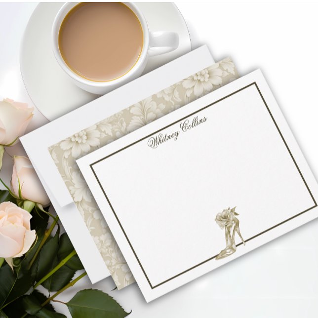 Stylish Glam Stiletto Custom Name  Note Card (Creator Uploaded)