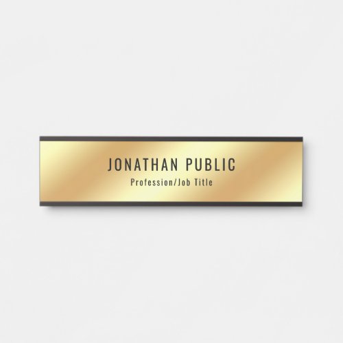 Stylish Glamorous Faux Gold Modern Template Door Sign
