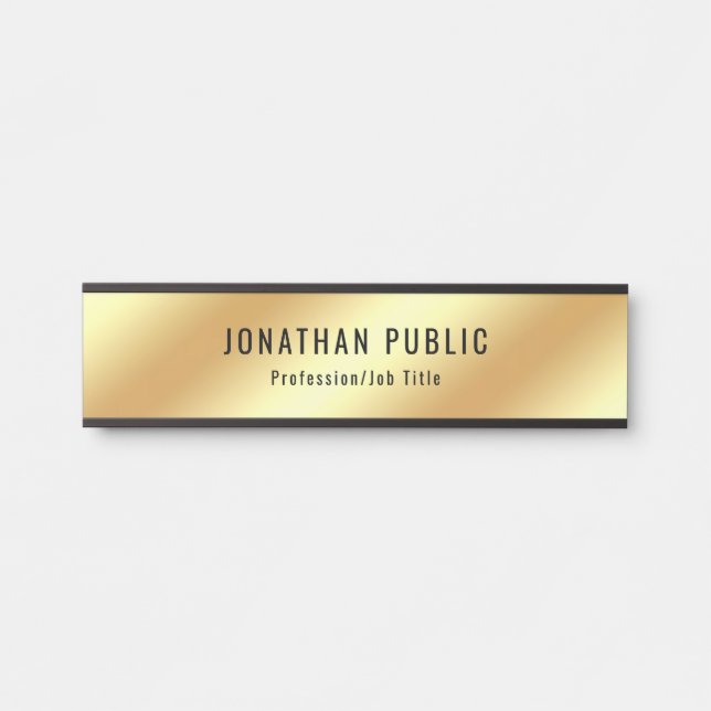Stylish Glamorous Faux Gold Modern Template Door Sign (Front)