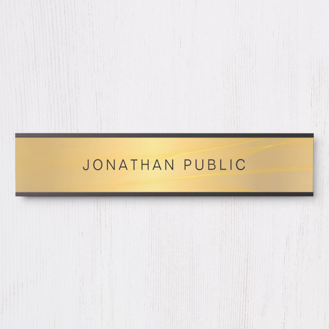 Stylish Glamorous Gold Simple Template Modern Door Sign | Zazzle