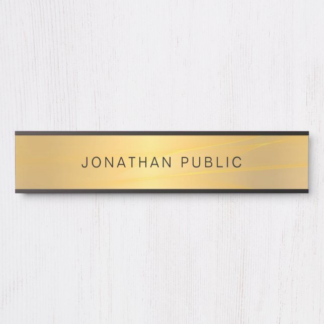 Stylish Glamorous Gold Simple Template Modern Door Sign (Front)