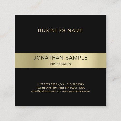 Stylish Glamorous Golden Modern Luxury Plain Square Business Card