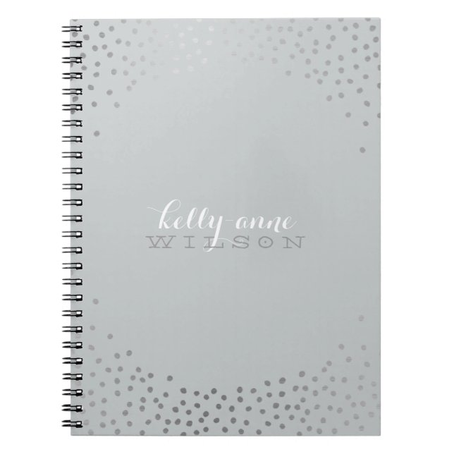 STYLISH GLAMOROUS mini confetti snow silver gray Notebook (Front)