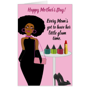 Stylish Glamour Cute African American Mother's Day Card