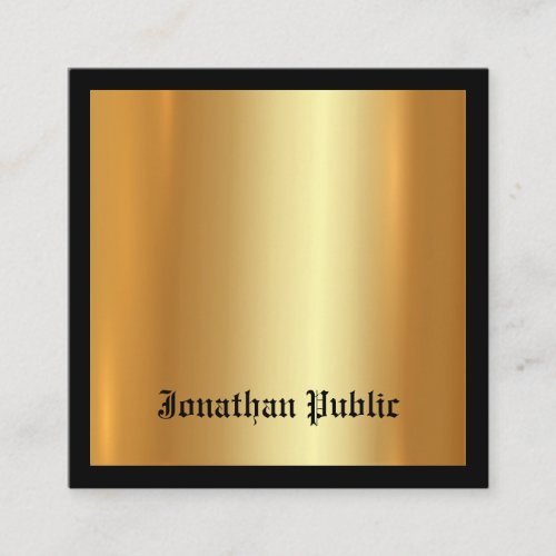 Stylish Glamour Gold Professional Abstract Plain Square Business Card