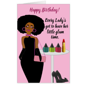 Stylish Glamour Makeup African American Birthday Card