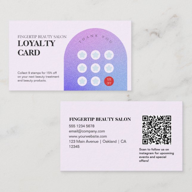 Stylish Glitter Beauty Nail Salon Loyalty Card (Front/Back)