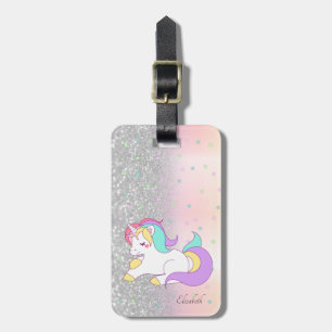 Stylish Glitter Bokeh, Unicorn,Stars Luggage Tag