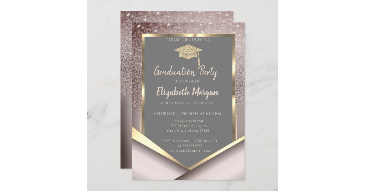 Stylish Glitter Diamonds Graduation Invitation | Zazzle