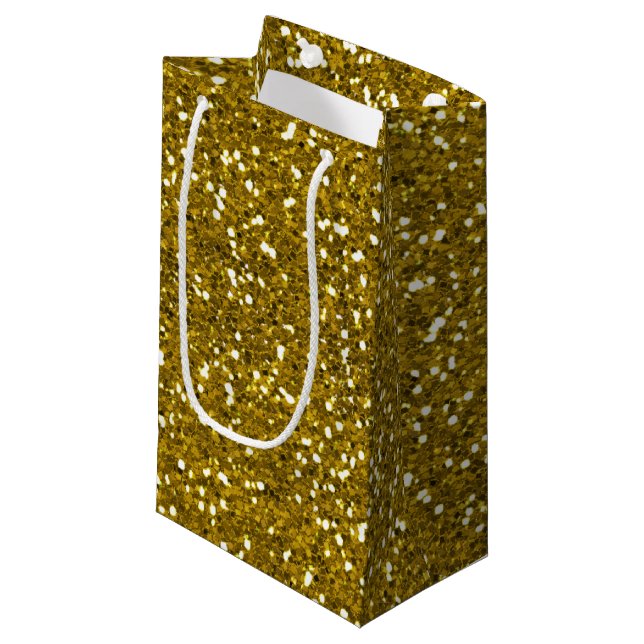 Stylish Glitter Gold Small Gift Bag (Front Angled)