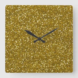 Stylish Glitter Gold Square Wall Clock