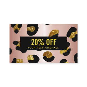 Stylish Glitter Rose Gold  Leopard Coupon Card