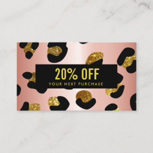 Stylish Glitter Rose Gold  Leopard Coupon Card