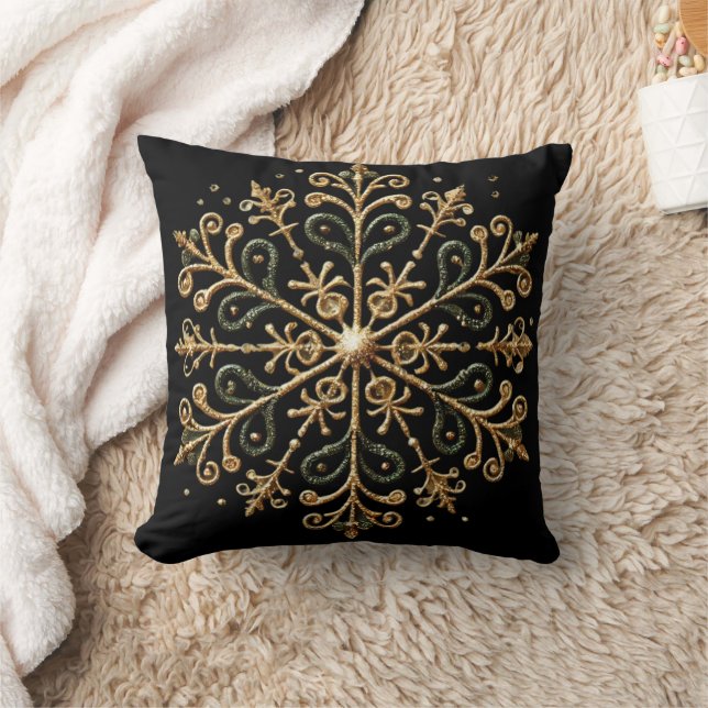 Stylish Glitter Snowflakes Vibes Throw Pillow (Blanket)