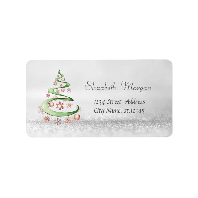 Stylish  Glittery,Bokeh,Christmas Tree,Balls Label (Front)