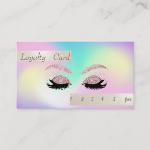 Stylish Glittery Faux Lashes Ombre Holographic Loyalty Card
