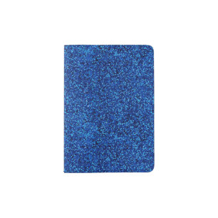 Stylish Glitzy Blue Sequin Sparkles Passport Holder