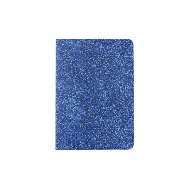 Stylish Glitzy Blue Sequin Sparkles Passport Holder (Front)