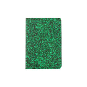 Stylish Glitzy Green Sequin Sparkles Passport Holder