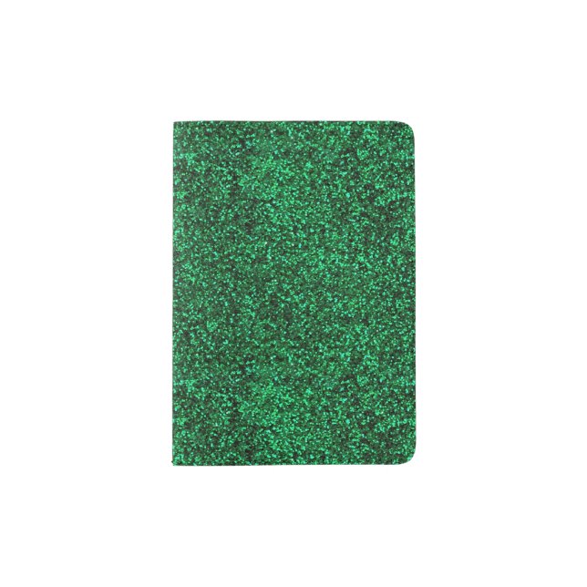 Stylish Glitzy Green Sequin Sparkles Passport Holder (Front)