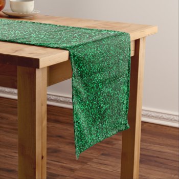 Stylish Glitzy Green Sequin Sparkles Short Table Runner by kye_designs at Zazzle