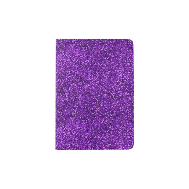 Stylish Glitzy Purple Sequin Sparkles Passport Holder (Front)
