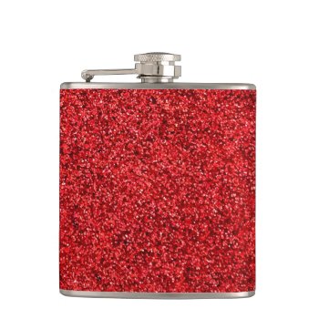 Stylish Glitzy Red Sequin Sparkles Flask by kye_designs at Zazzle