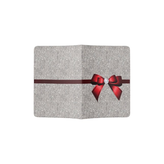 Stylish Glitzy Sequins Bow & Ribbon Passport Holder (Opened)