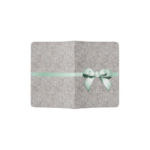 Stylish Glitzy Sequins, Mint Bow & Ribbon Passport Holder
