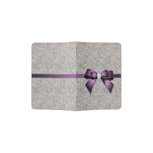 Stylish Glitzy Sequins, Purple Bow & Ribbon Passport Holder