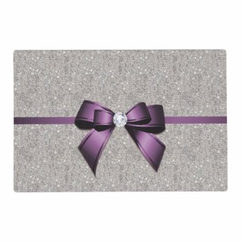 Stylish Glitzy Sequins  Purple Bow & Ribbon Placemat by kye_designs at Zazzle
