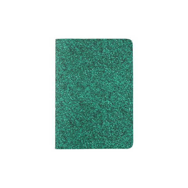Stylish Glitzy Turquoise Sequin Sparkles Passport Holder (Front)