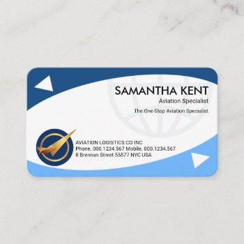 Stylish Global Blue Curvature Arrows Business Card by keikocreativecards at Zazzle