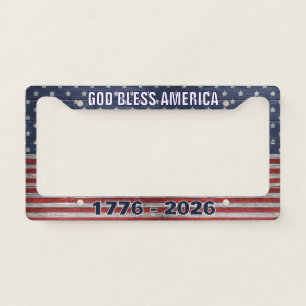 Stylish God Bless America Rustic Stars & Stripes  License Plate Frame