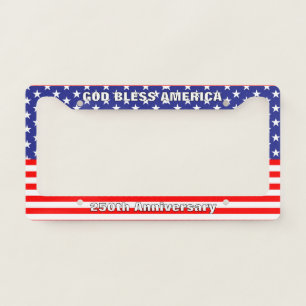 Stylish God Bless America Stars and Stripes License Plate Frame