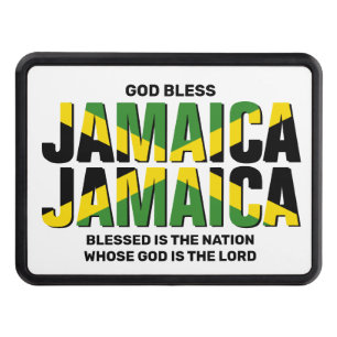 Stylish GOD BLESS JAMAICA JAMAICA Flag Hitch Cover