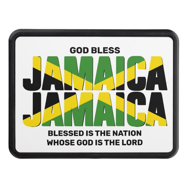 Stylish GOD BLESS JAMAICA JAMAICA Flag Hitch Cover (Front)