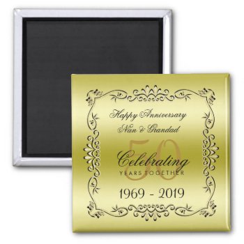 Stylish Gold 50th Wedding Anniversary Magnet by AJ_Graphics at Zazzle