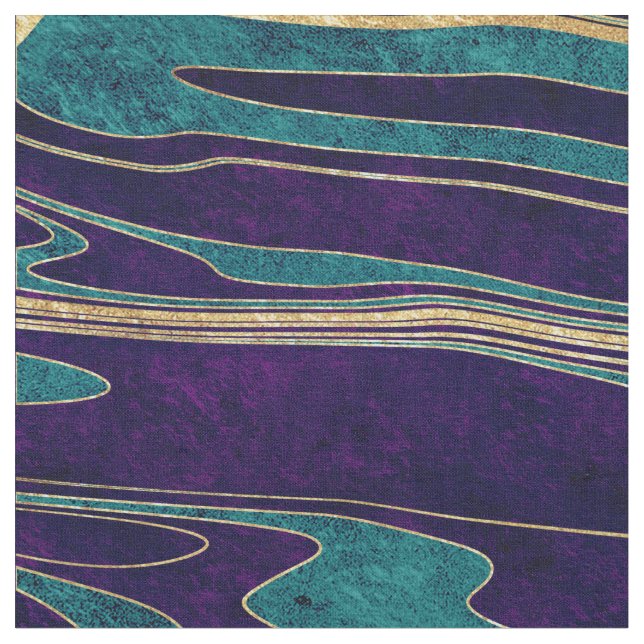 Stylish gold abstract marbleized paint image fabric (Close Up)