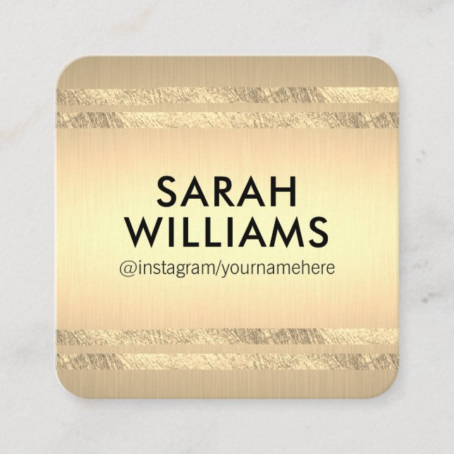 Stylish Gold Accents Square Business Card (Front)