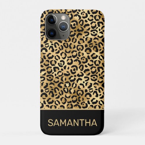 Stylish Gold and Black Foil Leopard Spots Pattern iPhone 11 Pro Case