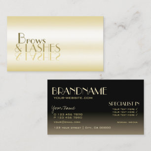 Stylish Gold and Black Mirror Letters Professional Business Card
