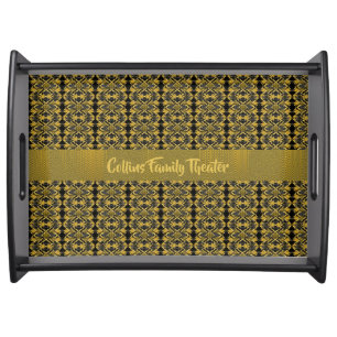Stylish Gold and Black Personalized Serving Tray