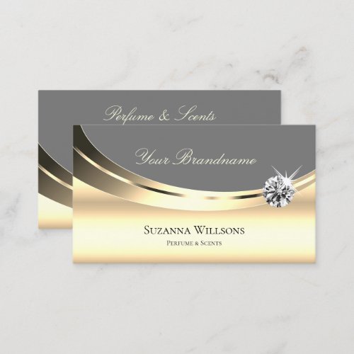 Stylish Gold and Gray with Luminous Luxe Diamond Business Card