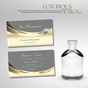 Stylish Gold and Gray with Luminous Luxe Diamond Business Card