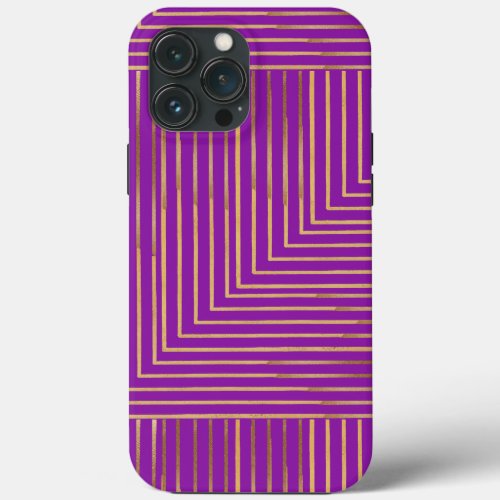 Stylish Gold and purple Stripes Flaunt pattern iPhone 13 Pro Max Case