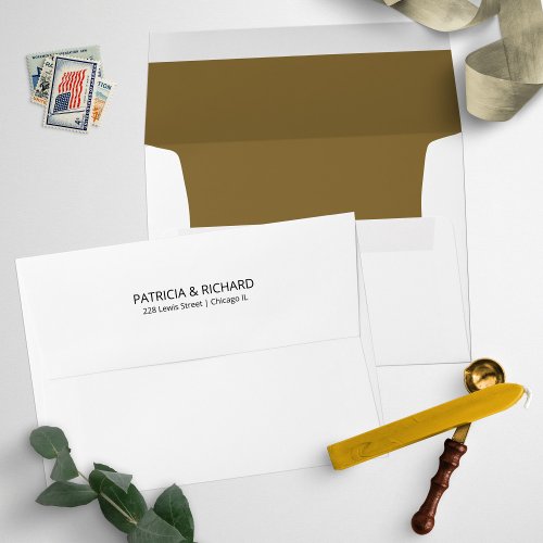 Stylish Gold And White Wedding Invitation Envelope